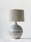 Ceramic Textured Table Lamp w/Linen Shade 17"x28 1/2" H, Natural & Grey