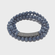 Bar Bracelet -Blue Agate/Silver