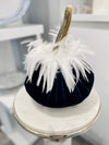 8" Pumpkin w/ White Saddle Feather Sapphire