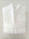 Plush Turkish Cotton Waffle White Hooded Robe