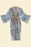 Tropical Toile Kimono Gown - Denim and Petal