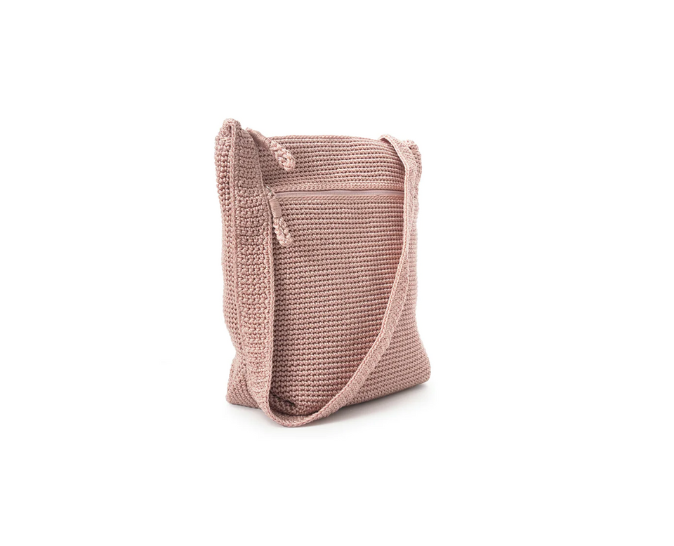Crochet Crossbody Bag - Soft Pink