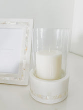 MOP White Marble Hurricane Candle Holder