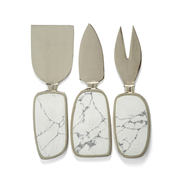 Amalfi Set/3 Cheese Tool Set- White w/ Nickel