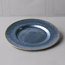 Blue Opalescent Charger Glass Plate with Gold Rim
