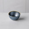 Blue Opalescent Small Glass Bowl with Gold Rim