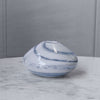 Blue and White Alabaster Short Glass Vase