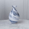 Blue and White Alabaster Tall Glass Vase
