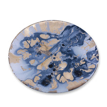 New Orleans Blue and Gold Marble L Round Platter