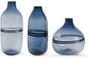14.5" Persian Blue Glass Striped Vase - Tall