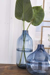 10" Persian Blue Glass Striped Vase - Short
