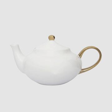 Good Morning Tea Pot White & Gold