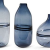 12.75" Persian Blue Glass Striped Vase
