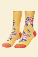 Floral Vines Ankle Socks - Mustard