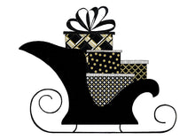 Swanky Black and Gold Patterned Sleigh- Holiday Card